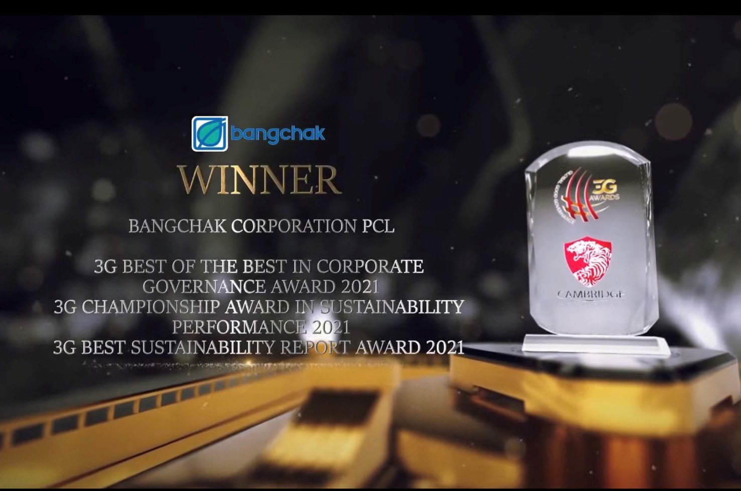 Bangchak wins 3G Awards for the 4th consecutive year for excellence in corporate governance and sustainability